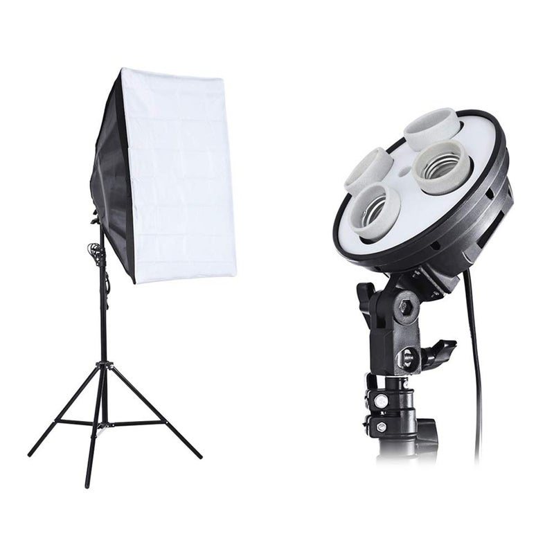 3-in-1 Photo Studio Kit 4 Lamp Holder 2m Light Stand 50 x 70cm Soft Box EU Plug - Image 1