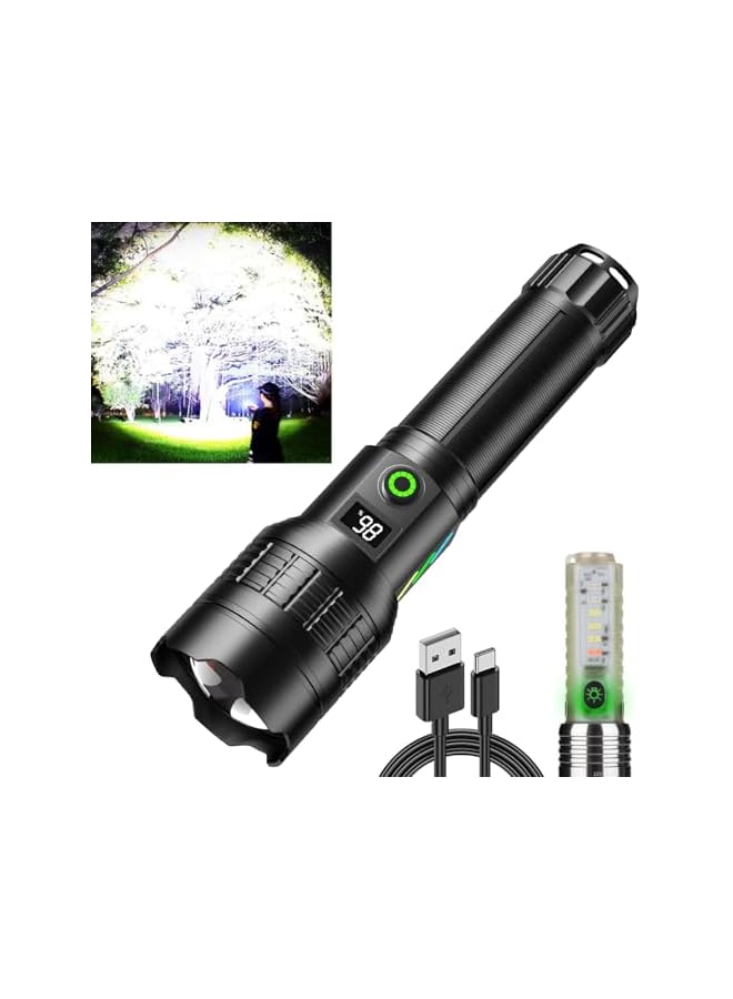 promass Led Flashlight Rechargeable 30000 High Lumens,IPX6 Waterproof Torch Light, 6 Modes Type-C Fast Charging Torches,Zoomable Flashlights for Camping Hiking Emergency - Image 2