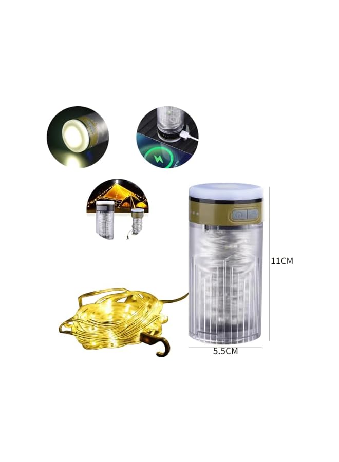 promass LED Rechargeable Flashlight and Warm Light Two In One Camping Light, Outdoor Portable Tent Atmosphere Decoration Light. Can Hang Ultra Long 10 Meter Light Strip with Multifunctional Lighting. - Image 5