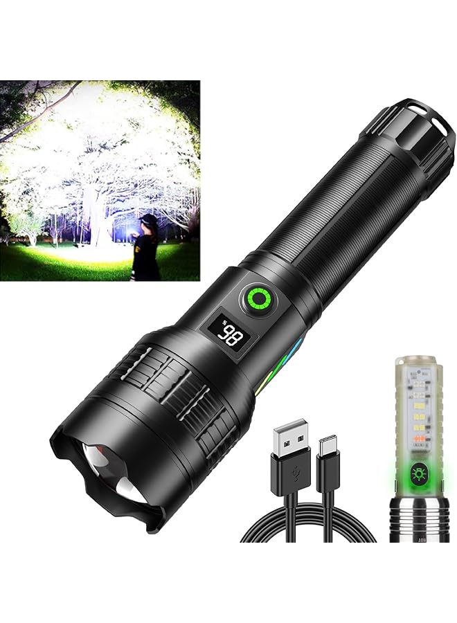 promass Led Flashlight Rechargeable 30000 High Lumens,IPX6 Waterproof Torch Light, 6 Modes Type-C Fast Charging Torches,Zoomable Flashlights for Camping Hiking Emergency - Image 1