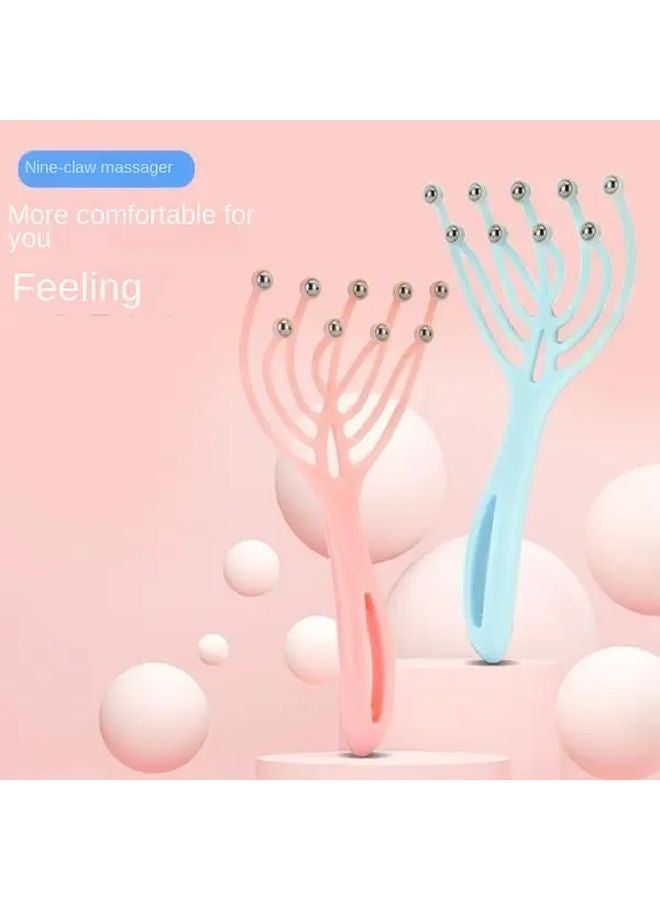 مساج فروة الرأس وردي 9 مخالب لتطويل الشعر وتحسين الدورة الدموية وتخفيف التوتر - Image 4