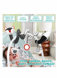 Y&D ELECDON Car Seat Toys, Spiral Stroller Black and White Fox Activity Plush Hanging Rattles Toys for Stroller, Newborn Baby Gift 0 3 6 9 12 Months Girls Boys  - Image 2