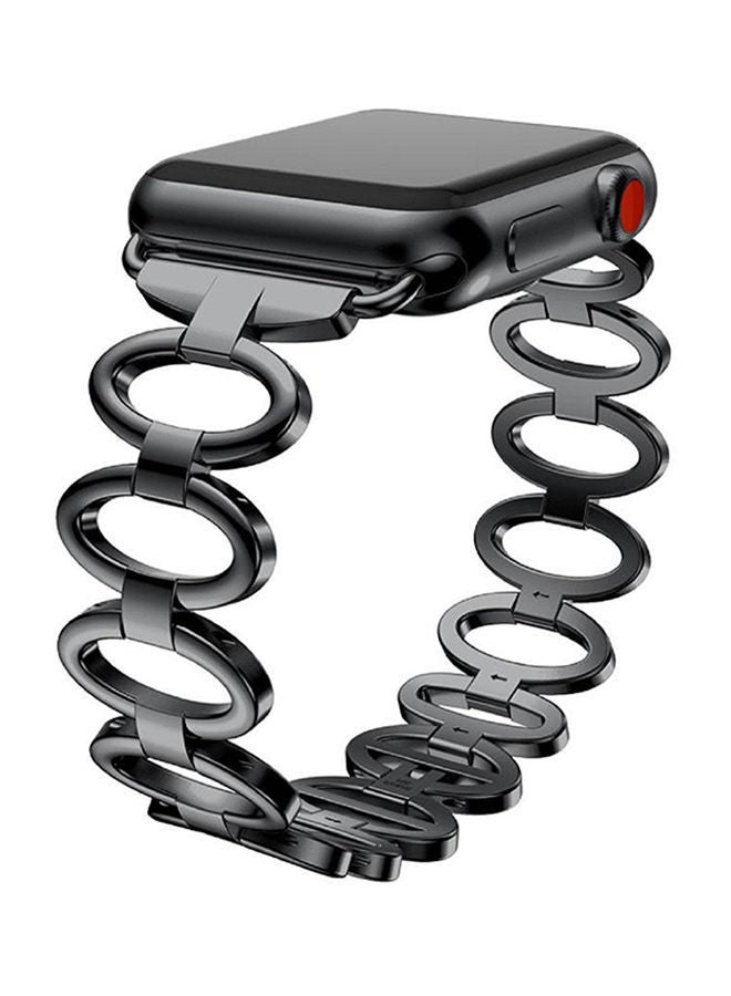 نيبمينينت سوار بديل من الإستانلس ستيل لساعة أبل ووتش سيريز 3 مقاس 42 مم أسود - Image 4