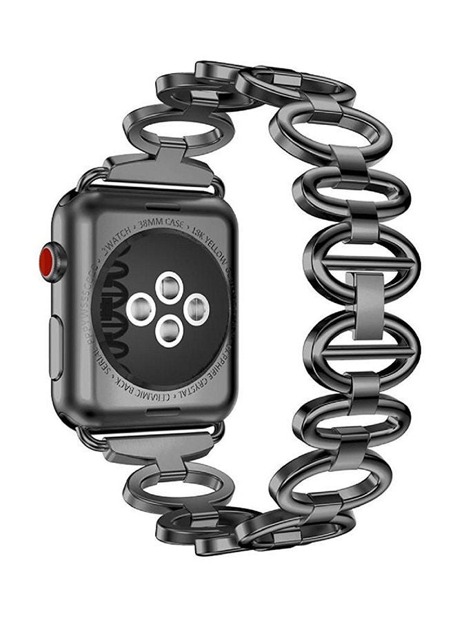 نيبمينينت سوار بديل من الإستانلس ستيل لساعة أبل ووتش سيريز 3 مقاس 42 مم أسود - Image 3