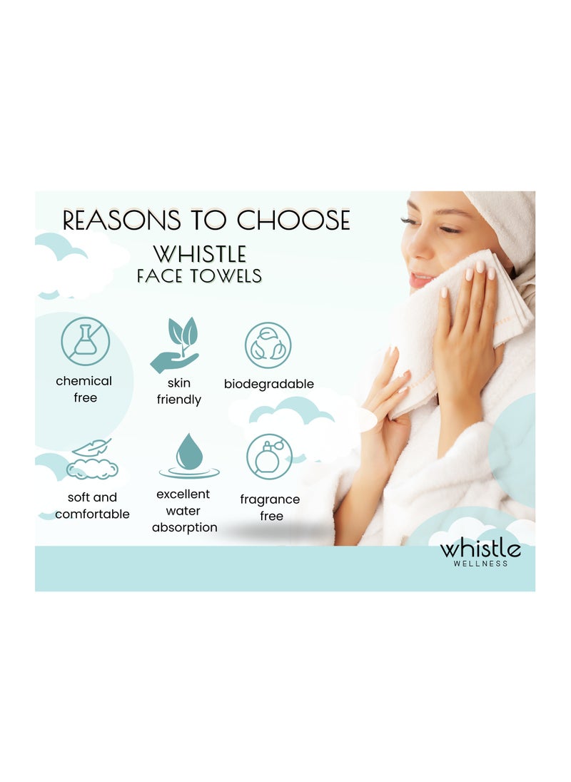 Whistle Wellness - Whistle Wellness™ Face Towels Disposable Biodegradable Plant Based Travel Pack 10 Count - Image 1