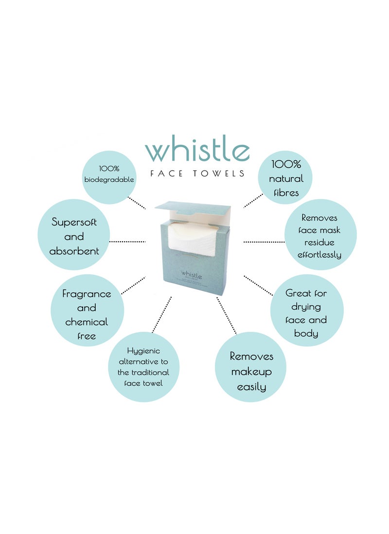 Whistle Wellness - Whistle Wellness™ Face Towels Disposable Biodegradable Plant Based Travel Pack 10 Count - Image 1