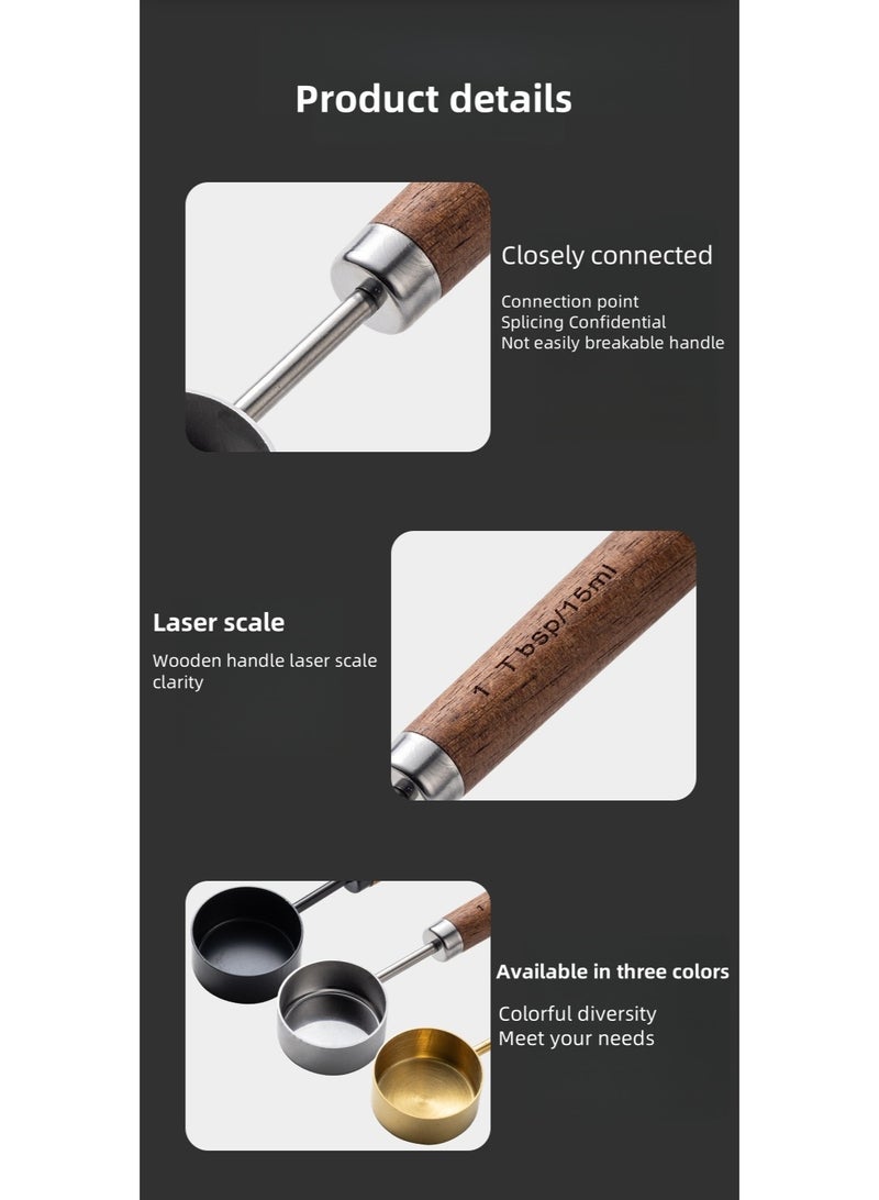 ملعقة قياس مسحوق القهوة من الفولاذ المقاوم للصدأ، القياس الكمي من 15 مل غرام، ملعقة مسحوق الحليب، ملعقة قياس، ملعقة فول القهوة مقبض الجوز (الفضة) - Image 5