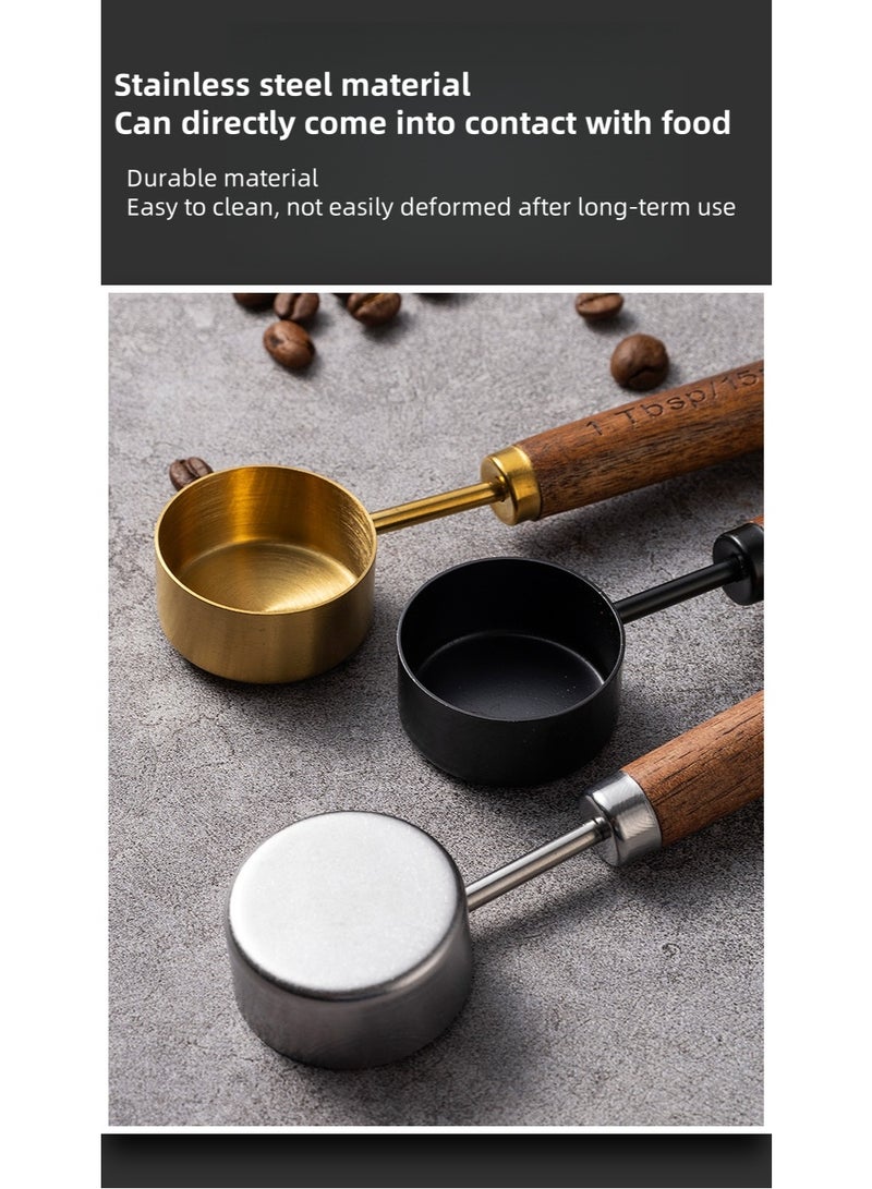 ملعقة قياس مسحوق القهوة من الفولاذ المقاوم للصدأ، القياس الكمي من 15 مل غرام، ملعقة مسحوق الحليب، ملعقة قياس، ملعقة فول القهوة مقبض الجوز (الفضة) - Image 3