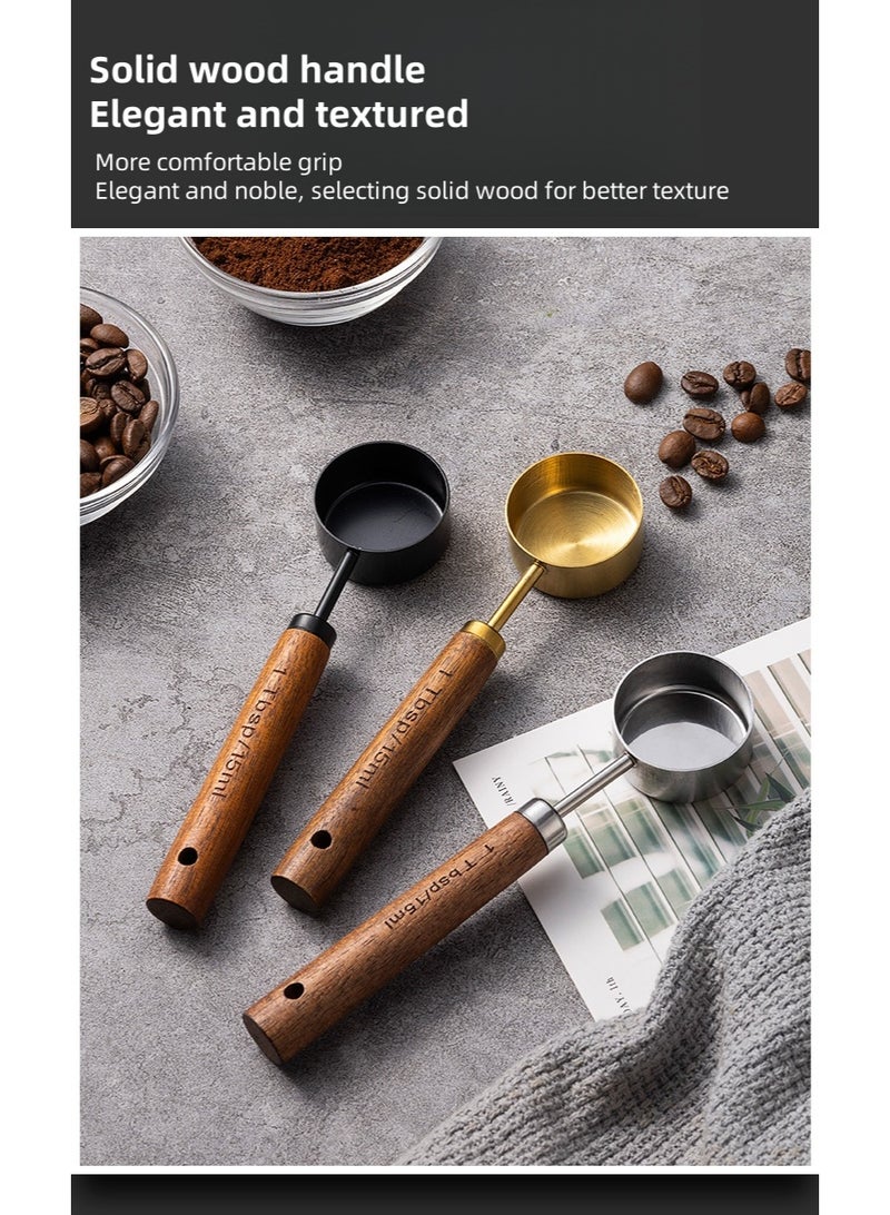 ملعقة قياس مسحوق القهوة من الفولاذ المقاوم للصدأ، القياس الكمي من 15 مل غرام، ملعقة مسحوق الحليب، ملعقة قياس، ملعقة فول القهوة مقبض الجوز (الفضة) - Image 4