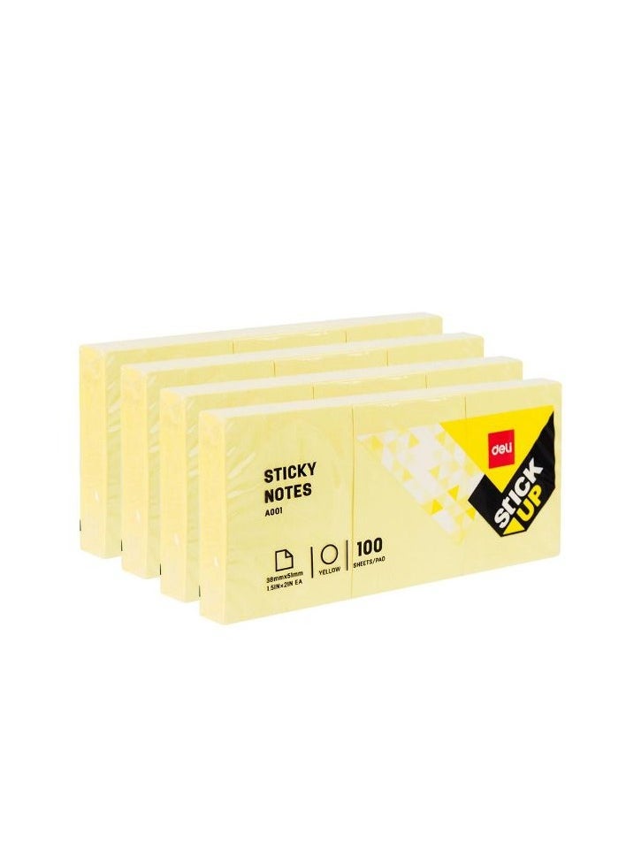 Deli DELI STICKY NOTES 12 PIECE 38MMX51MM A00153 YELLOW 100 SHEETS/PAD (TOTAL 1200 STICK NOTES)  - Image 1
