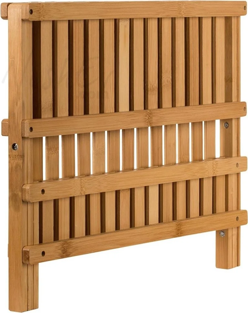 Nishev 2 Tier Bamboo Foldable Plate Rack Dish Drainer Large Kitchen Dish Drying Rack 47X32 cm
