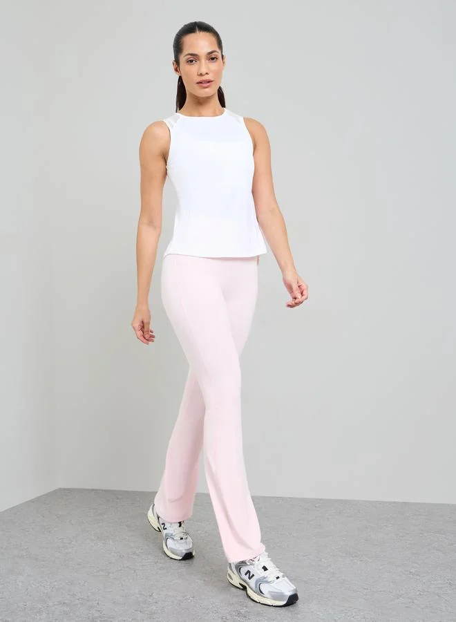 Take Two White Back Mesh Panel Active Tank Top
