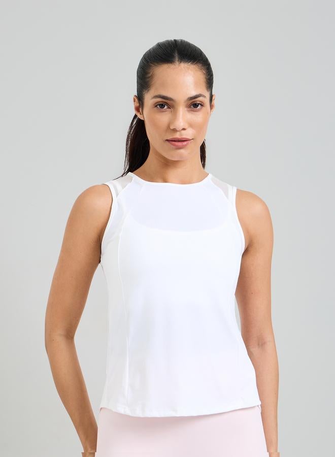 Take Two White Back Mesh Panel Active Tank Top - Image 1