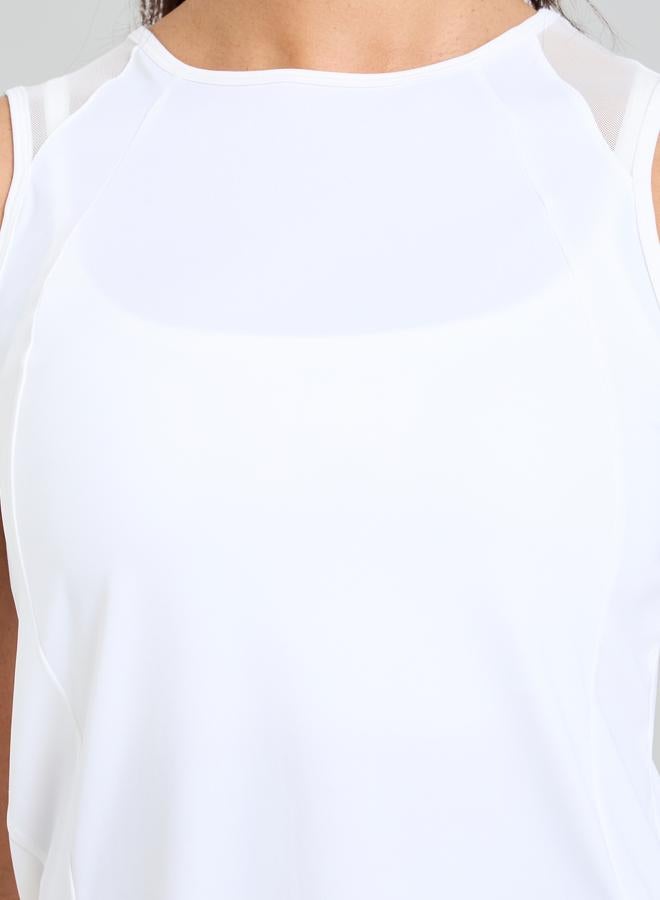 Take Two White Back Mesh Panel Active Tank Top - Image 3