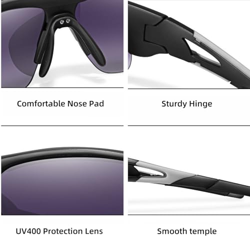 Karsaer Cycling Glasses for Men Women Youth Baseball Sports Non-Polarized Sunglasses, Running Outdoor Goggles E1209, Multicolor - Image 5