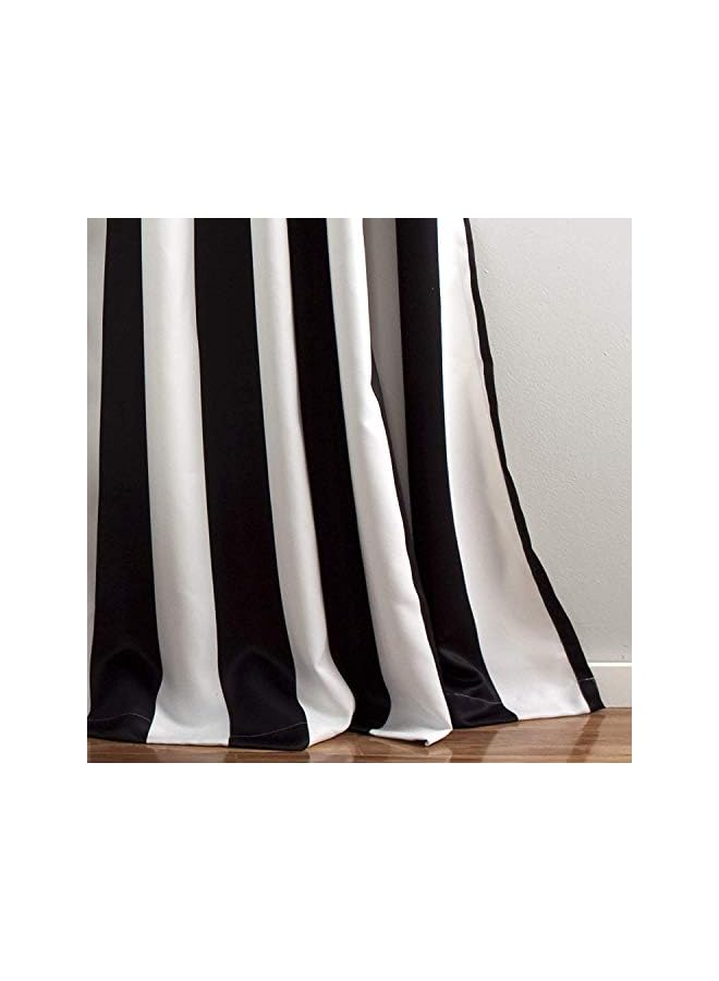 The Bros, Black Wilbur Stripe Room Darkening Window Curtain Panel Pair, 108" x 52", 108 in L - Image 3