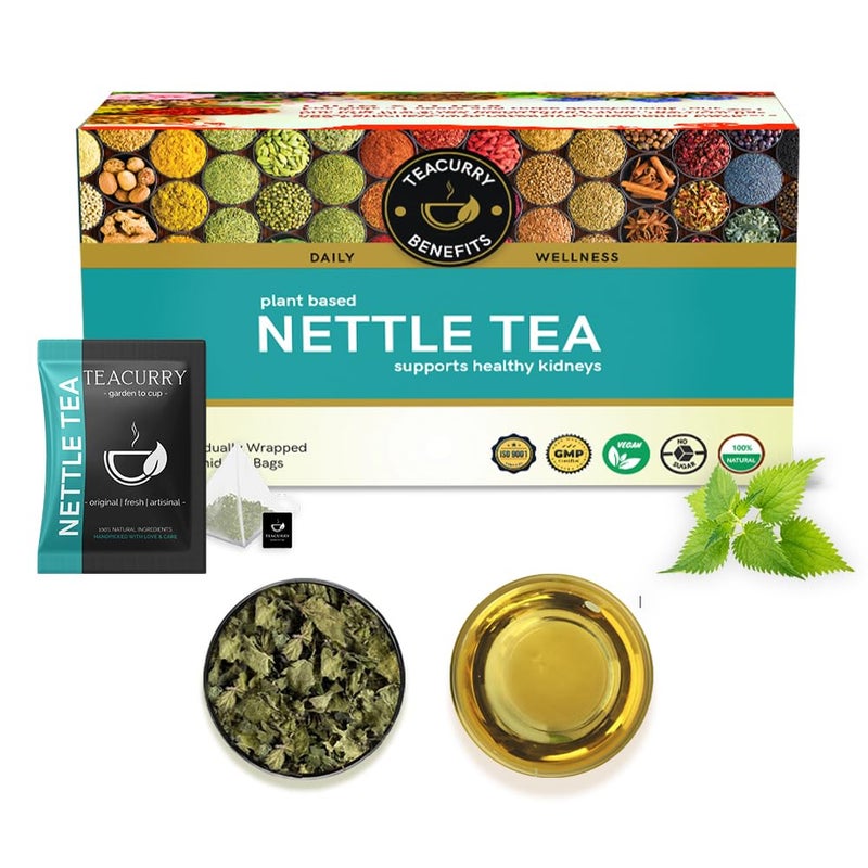 TEACURRY Nettle Leaf Tea Stinging (1 Month Pack, 30 Tea Bags) - Helps With Body Detox and Digestion -Himalayan Nettle Leaf Tea Bags, 45 Grams - Image 2