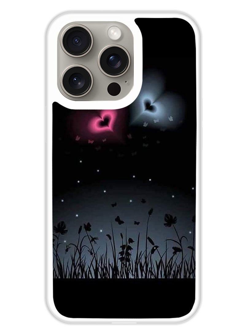 Theodor Protective Case Cover For APPLE IPHONE 15 Pro Max Two Hearts (2) (White Bumper)  - Image 1