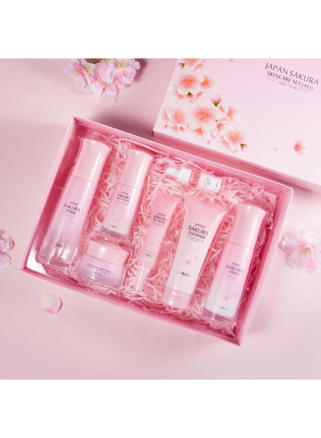 لايكو مجموعة ساكورا للعناية بالبشرة من لايكو، مجموعة هدايا للعناية بالبشرة، مع منظف، تونر، لوشن، سيروم، كريم للعين، كريم للوجه، برايمر مكياج، للنساء والفتيات المراهقات، هدية عيد ميلاد للأم والابنة - Image 5
