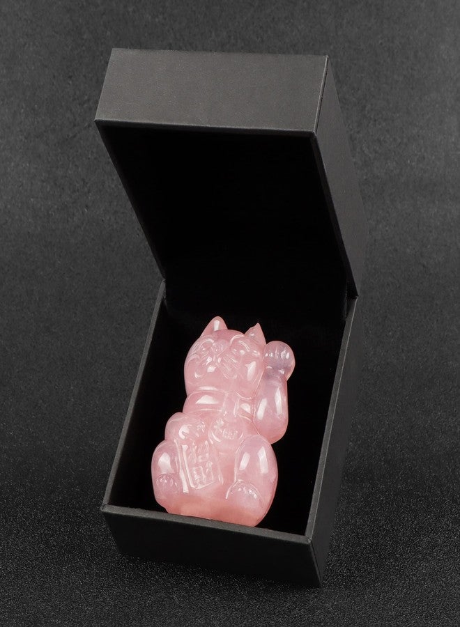 Artistone Rose Quartz Crystal Maneki Neko Money Feng Shui Fortune Lucky Cat Collectible Figurine Gemstone Sculpture for Attract Wealth Good Luck Home&Shop Decorations - Image 5