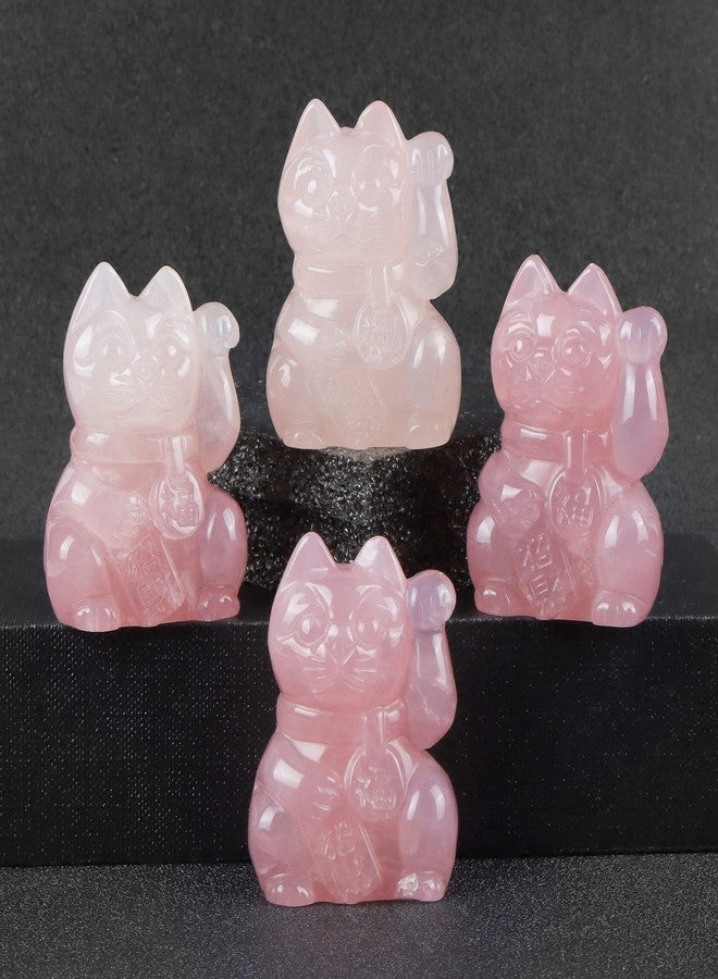 Artistone Rose Quartz Crystal Maneki Neko Money Feng Shui Fortune Lucky Cat Collectible Figurine Gemstone Sculpture for Attract Wealth Good Luck Home&Shop Decorations - Image 4