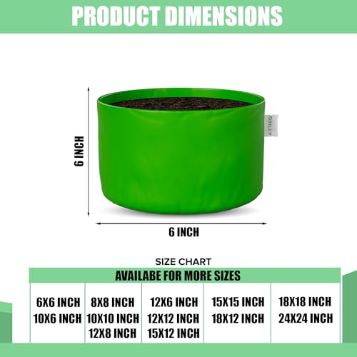 Oriley Grow Bag Heavy Duty HDPE Plants Flower Growing Bags Floor Standing Mount Type for Home Garden Balcony Terrace Kitchen Nursery (Green, Round Without Handle, 450 GSM 6 x 6 inch Pack of 5) - Image 2