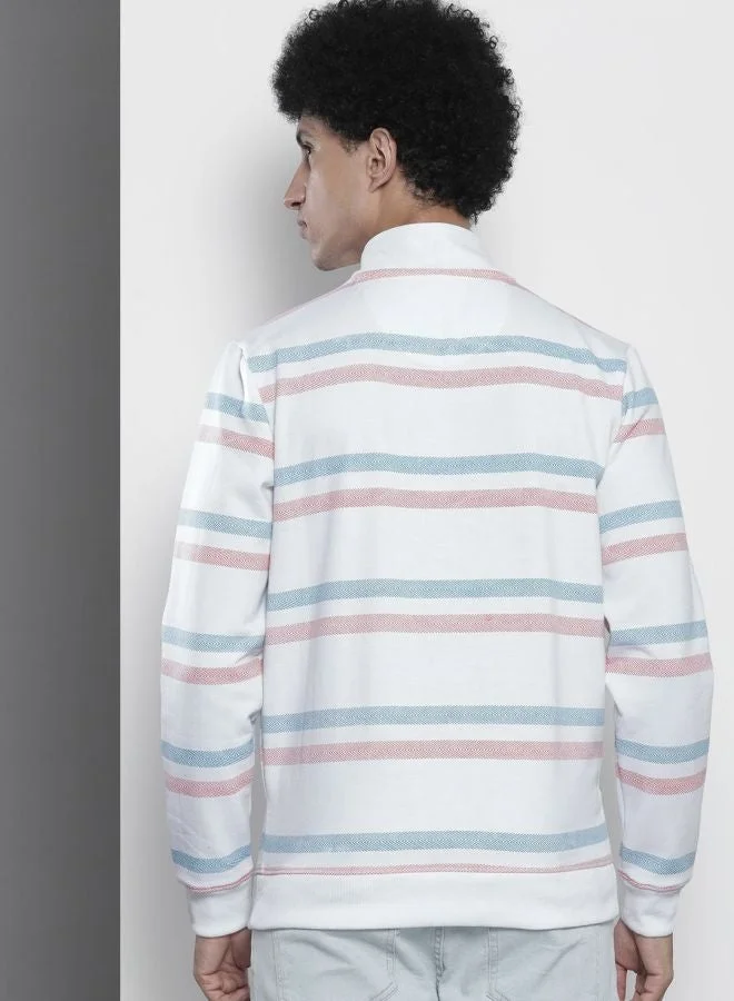 The Indian Garage Co  The Indian Garage Co Men Regular Fit Striped High Neck Full Sleeves Sweatshirt  | Best Price UAE