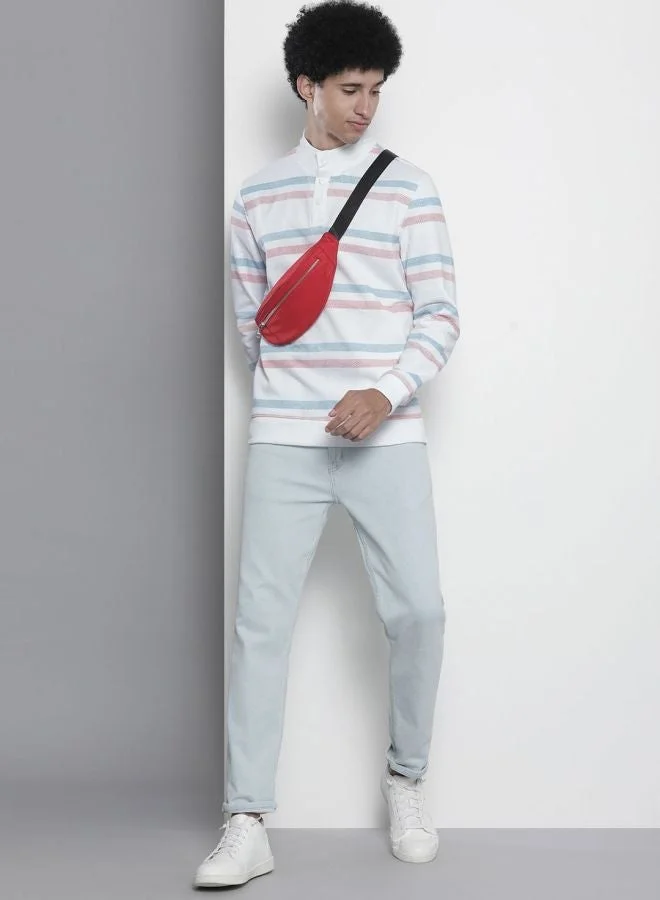 The Indian Garage Co  The Indian Garage Co Men Regular Fit Striped High Neck Full Sleeves Sweatshirt  | Best Price UAE