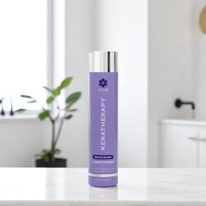 KERATHERAPY KERATIN INFUSED TOTALLY BLONDE VIOLET TONING CONDITIONER, 10.1 FL. OZ, 300 ML - KERATIN THERAPY PURPLE CONDITIONER FOR BLONDE HAIR, BRASSY, SILVER, & HIGHLIGHTED - SULFATE & PARABEN FREE - Image 3