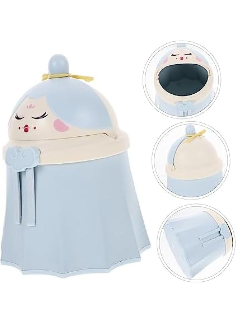 Brikipth Brikipth Cute Princess Dustbin with Lid Toilet Trash Can for Bathroom Kitchen Bedroom Desk Living Room Office Kids Room Soil BLUE  - Image 4