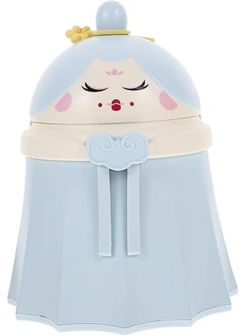 Brikipth Brikipth Cute Princess Dustbin with Lid Toilet Trash Can for Bathroom Kitchen Bedroom Desk Living Room Office Kids Room Soil BLUE  - Image 1