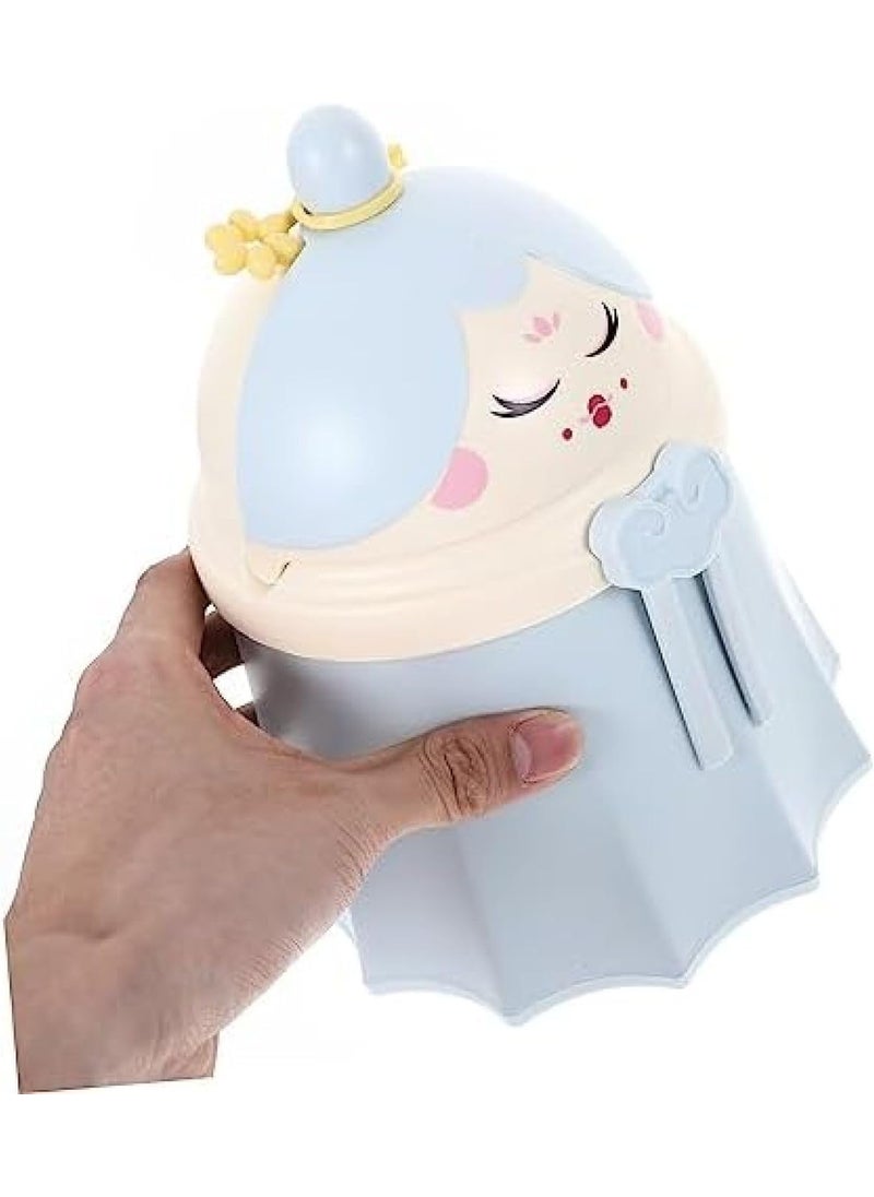 Brikipth Brikipth Cute Princess Dustbin with Lid Toilet Trash Can for Bathroom Kitchen Bedroom Desk Living Room Office Kids Room Soil BLUE  - Image 5