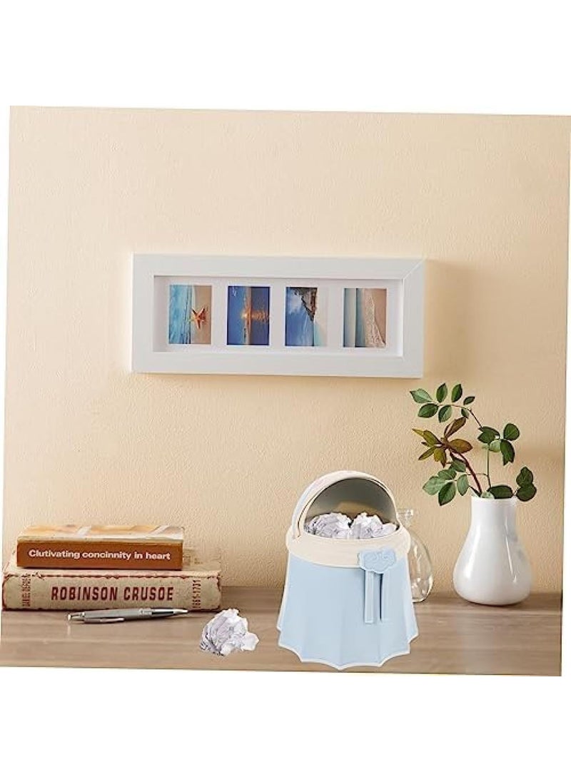 Brikipth Brikipth Cute Princess Dustbin with Lid Toilet Trash Can for Bathroom Kitchen Bedroom Desk Living Room Office Kids Room Soil BLUE  - Image 2