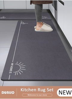 DUNISO 2 PCS  Kitchen Mats and Rugs Set , Non Slip Heavy Duty Standing Mat, Quick Dry Diatom Mud Floor Mat,  Extra Soft and Absorbent Floor Mats for  Kitchen, Bath, Office, Laundry(40*60cm+40*120cm)  - Image 1