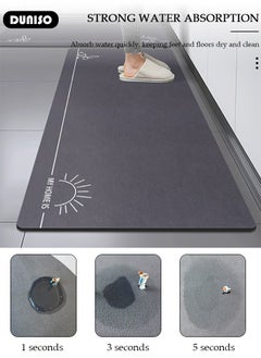 DUNISO 2 PCS  Kitchen Mats and Rugs Set , Non Slip Heavy Duty Standing Mat, Quick Dry Diatom Mud Floor Mat,  Extra Soft and Absorbent Floor Mats for  Kitchen, Bath, Office, Laundry(40*60cm+40*120cm)  - Image 3