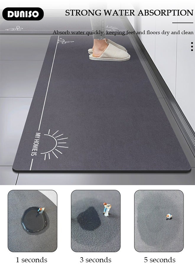 DUNISO 2 PCS  Kitchen Mats and Rugs Set , Non Slip Heavy Duty Standing Mat, Quick Dry Diatom Mud Floor Mat,  Extra Soft and Absorbent Floor Mats for  Kitchen, Bath, Office, Laundry(40*60cm+40*120cm) - Image 3