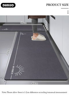 DUNISO 2 PCS  Kitchen Mats and Rugs Set , Non Slip Heavy Duty Standing Mat, Quick Dry Diatom Mud Floor Mat,  Extra Soft and Absorbent Floor Mats for  Kitchen, Bath, Office, Laundry(40*60cm+40*120cm)  - Image 4