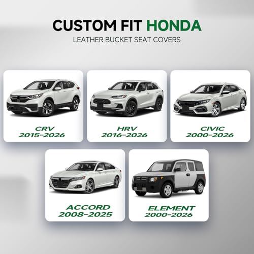 GIANT PANDA Front Seat Covers for Honda CRV HRV Civic Accord Element, Faux Leather Bucket Seat Cover Fit Honda Seat Protectors (Black & Gray) 2-Pack - Image 2