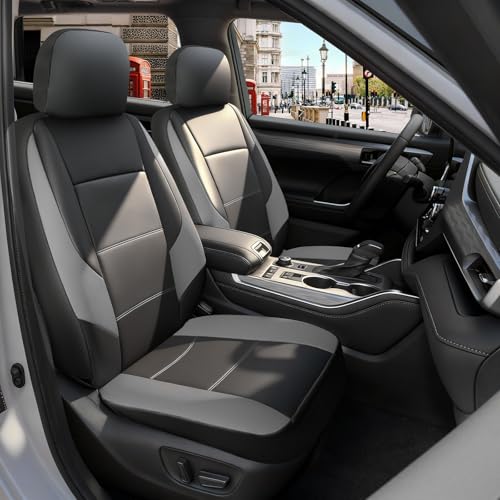 GIANT PANDA Front Seat Covers for Honda CRV HRV Civic Accord Element, Faux Leather Bucket Seat Cover Fit Honda Seat Protectors (Black & Gray) 2-Pack - Image 1