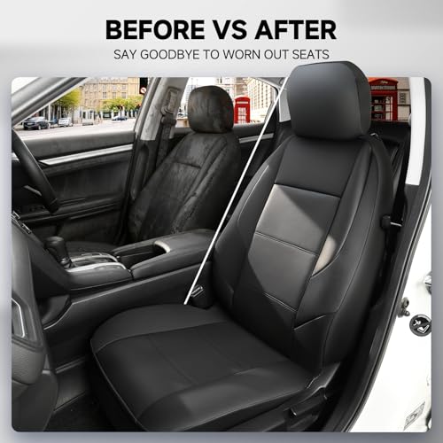 GIANT PANDA Front Seat Covers for Honda CRV HRV Civic Accord Element, Faux Leather Bucket Seat Cover Fit Honda Seat Protectors (Black & Gray) 2-Pack - Image 5