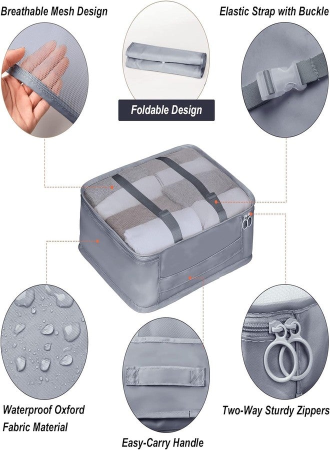 Afrodite 7 Set Packing Cubes, Travel Essentials for Carry On, Lightweight Essential Travel Luggage Packing Organizers, Clothes and Shoes,Cube with Zipper, Travel Accessories with A Shoe Bag (Grey) - Image 5