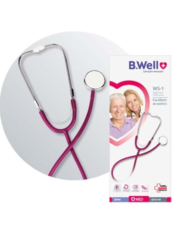 B.Well Swiss WS-1 Bordeaux Professional Stethoscope with Single-Head Chest Piece 