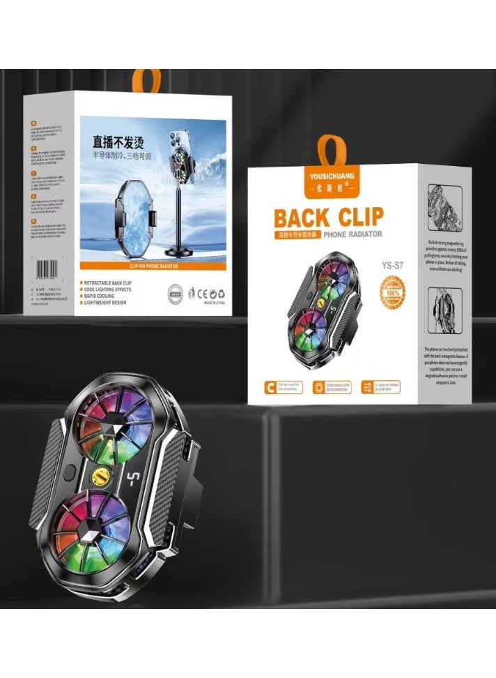 مبرد هاتف YOUSICHUANG YS-S7 بمروحتين شبه موصلة مع RGB للألعاب، للهواتف 4.7-7 بوصة - Image 2