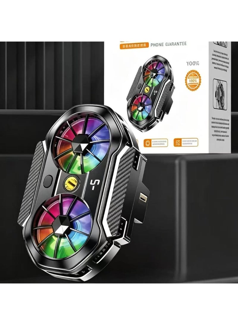مبرد هاتف YOUSICHUANG YS-S7 بمروحتين شبه موصلة مع RGB للألعاب، للهواتف 4.7-7 بوصة - Image 1