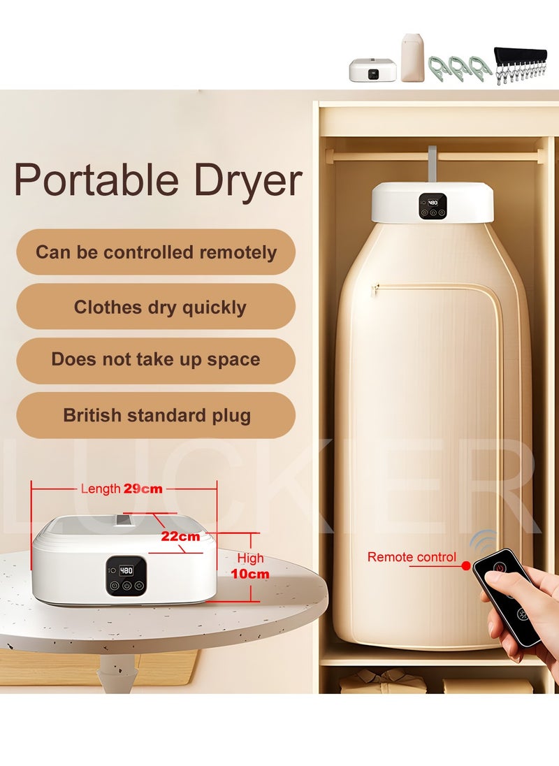 LUCKIER 600W Mini Portable Dryer for Apartment,Travel,Dorm,hotel,RV.Portable Dryer Machine With Timing Function Equipped.Easy to Use Dryer Bag for Delicate Garments, Underwear, Baby Clothes  - Image 2