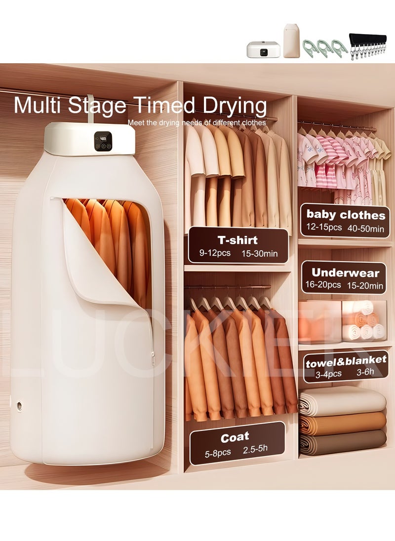 LUCKIER 600W Mini Portable Dryer for Apartment,Travel,Dorm,hotel,RV.Portable Dryer Machine With Timing Function Equipped.Easy to Use Dryer Bag for Delicate Garments, Underwear, Baby Clothes  - Image 3