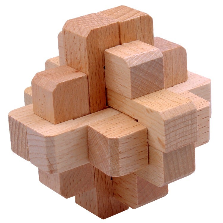 Wisdom Wheel Large Beech Kongming Lock Children'S Educational Toys For Adults And Students Decompression Burning Brain Disassembly And Reassembly Luban Lock - Image 1