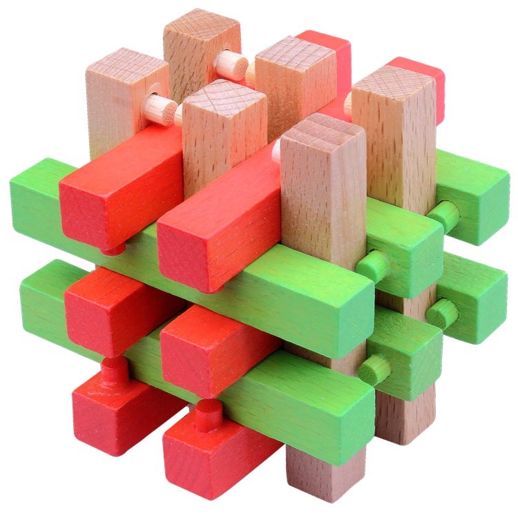 Wisdom Wheel Large Beech Kongming Lock Children'S Educational Toys For Adults And Students Decompression Burning Brain Disassembly And Reassembly Luban Lock - Image 5