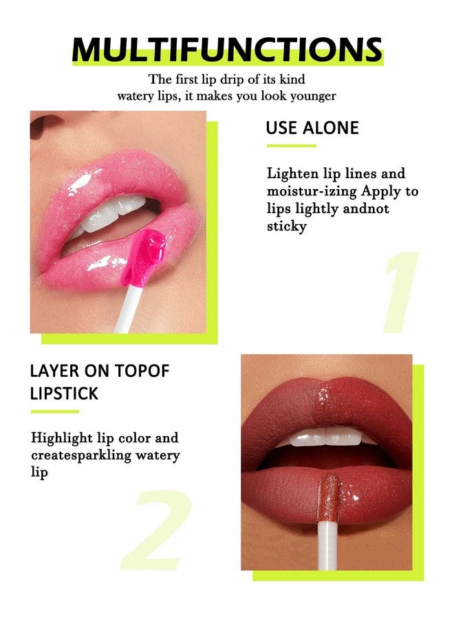 LYSdefeu 4 Colors Lip Oil Lip Glaze,Hydrating Tinted Plumping Glossier Lip Gloss,Clear Pink Shiny Glow Reviver Lip Care Oil,Longlasting Non-Sticky Transparent Lip Oil,Christmas Makeup Gift For Women-Seta - Image 2