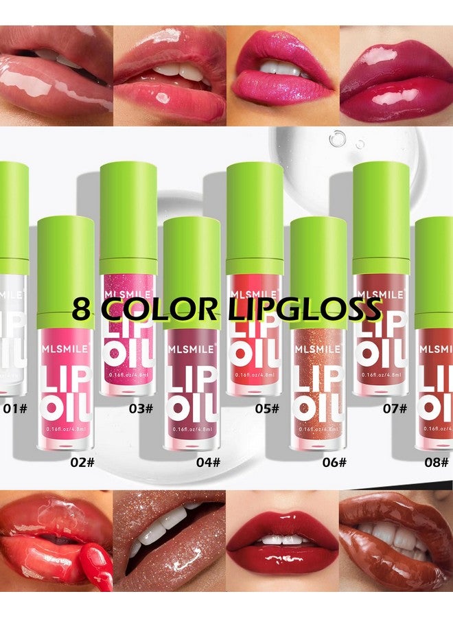 LYSdefeu 4 Colors Lip Oil Lip Glaze,Hydrating Tinted Plumping Glossier Lip Gloss,Clear Pink Shiny Glow Reviver Lip Care Oil,Longlasting Non-Sticky Transparent Lip Oil,Christmas Makeup Gift For Women-Seta - Image 3